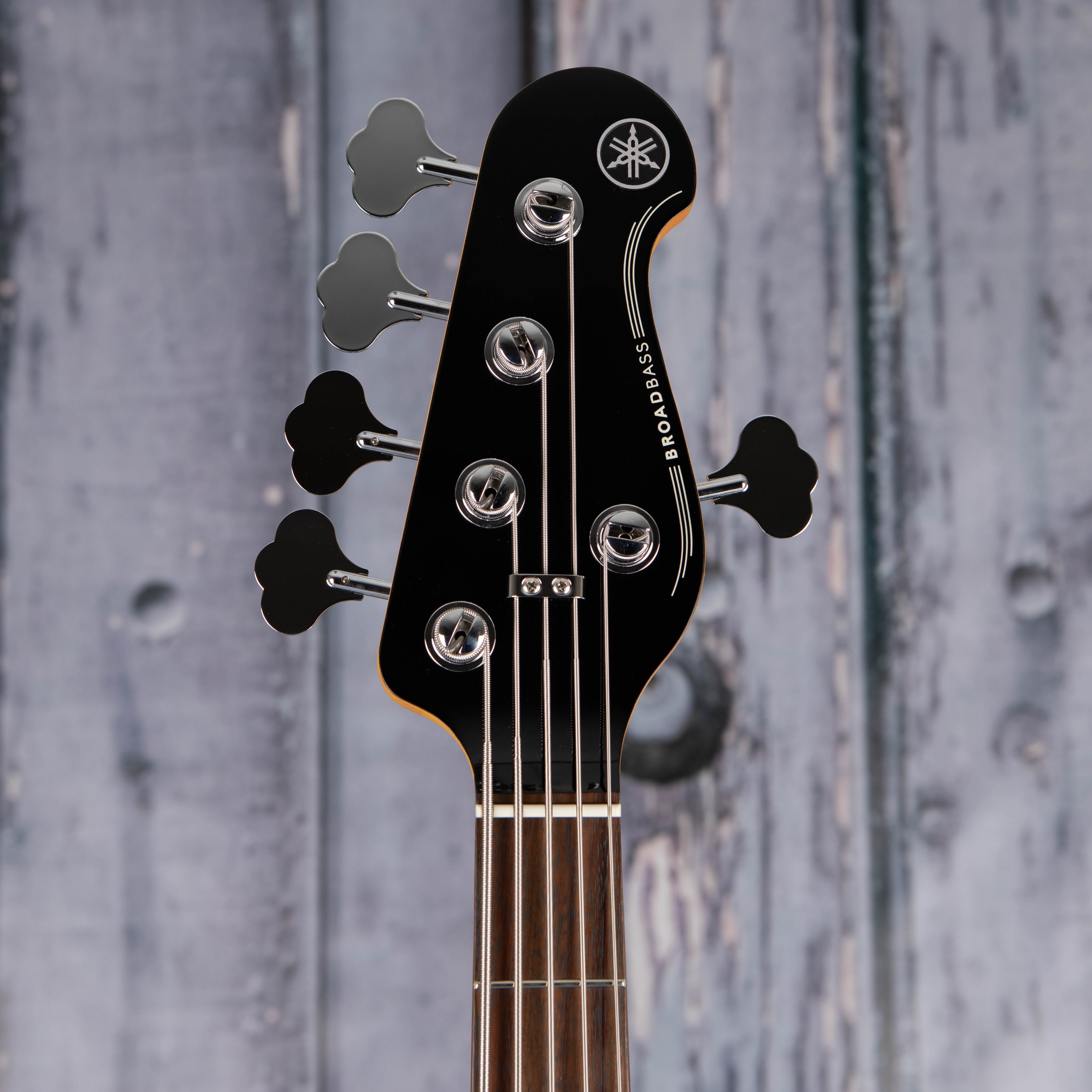 Yamaha Premium BBP35 5-String Electric Bass Guitar, Vintage Sunburst, front headstock
