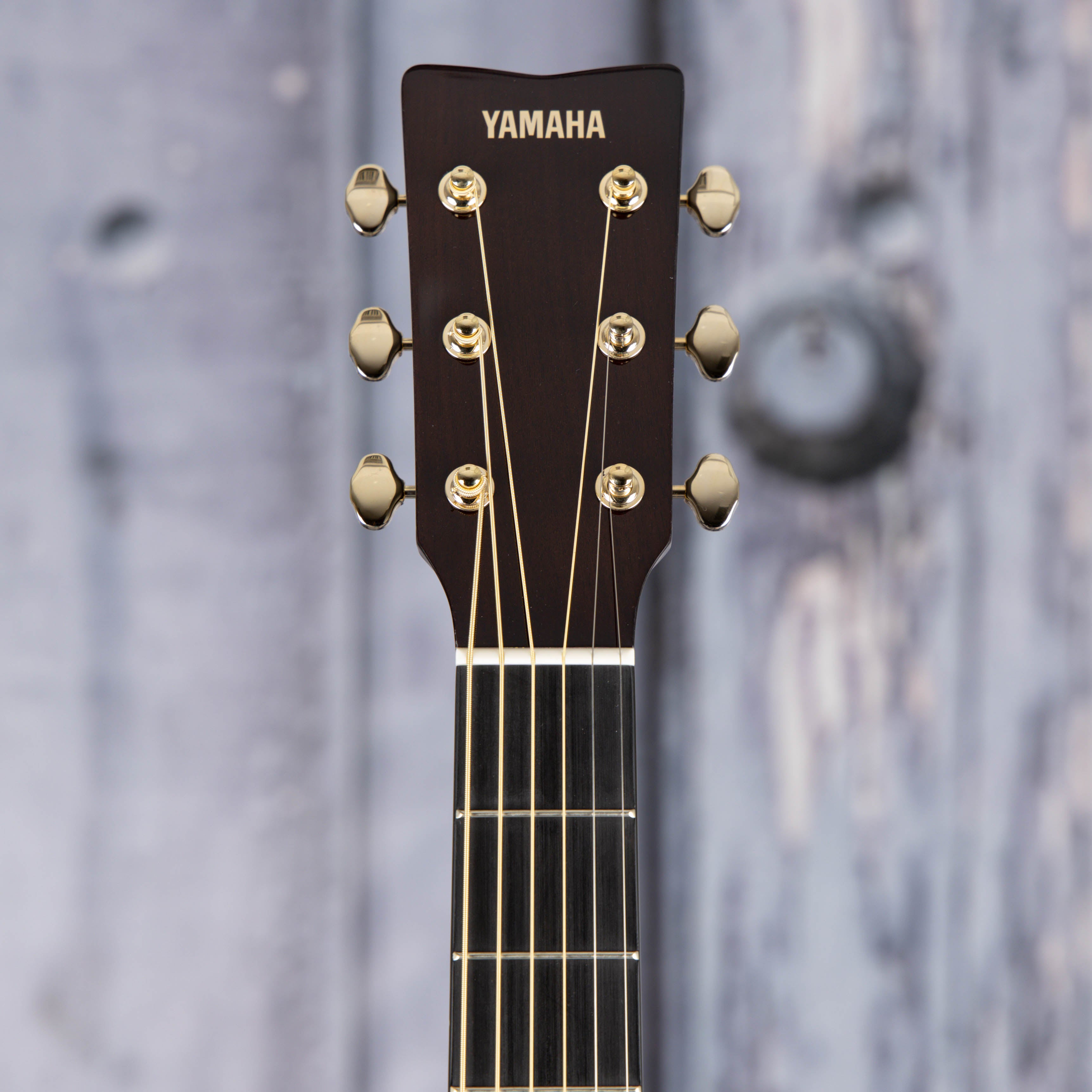 Yamaha TAG3 C TransAcoustic Acoustic/Electric Guitar, Natural, front headstock