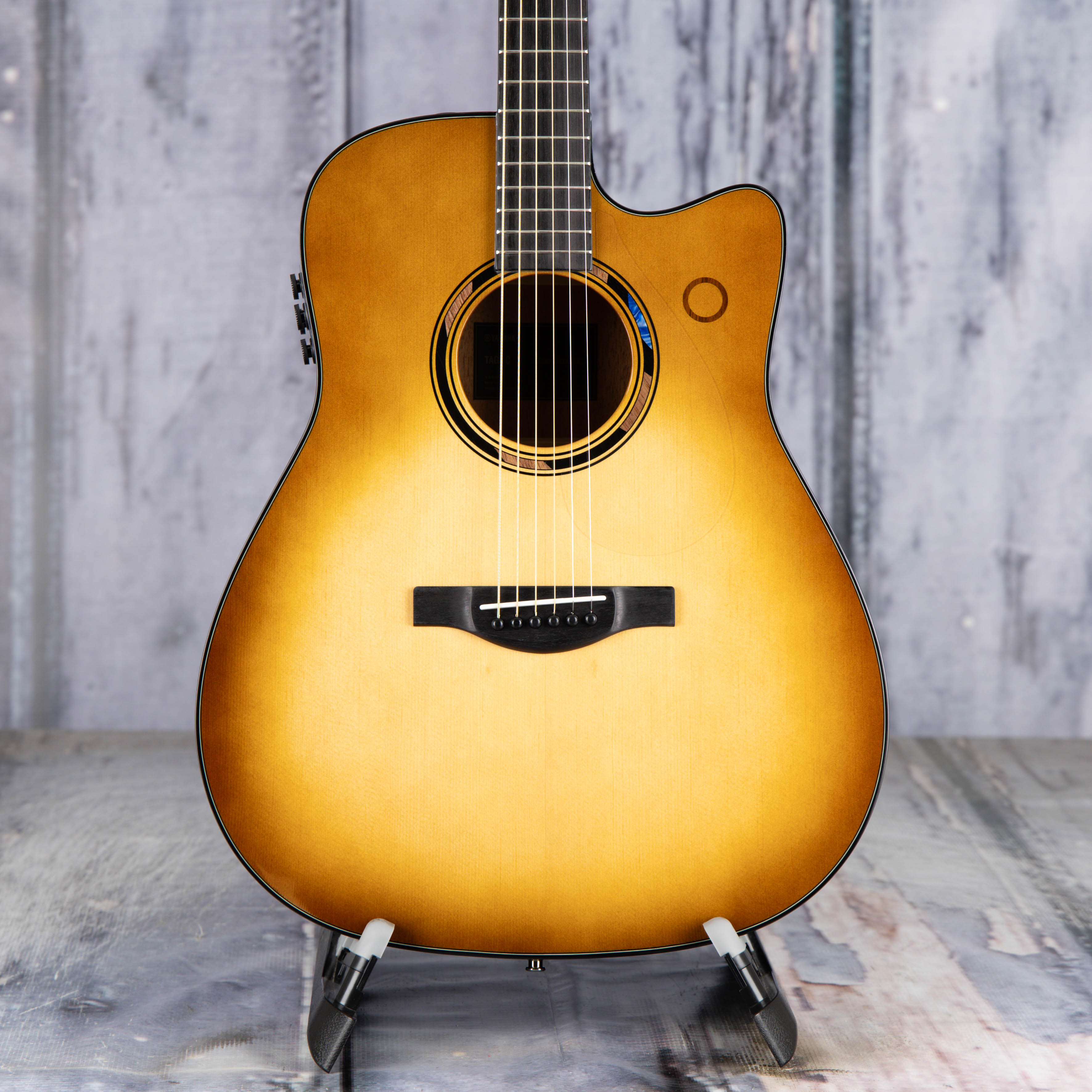 Yamaha TAG3 C TransAcoustic Acoustic/Electric Guitar, Sand Burst, front closeup