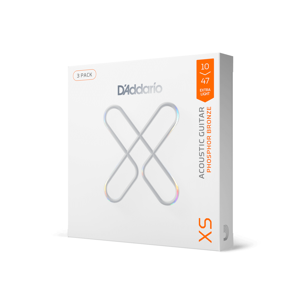 Used D'Addario Extra Light Coated Acoustic Guitar Strings, 10-47, 3-Pack