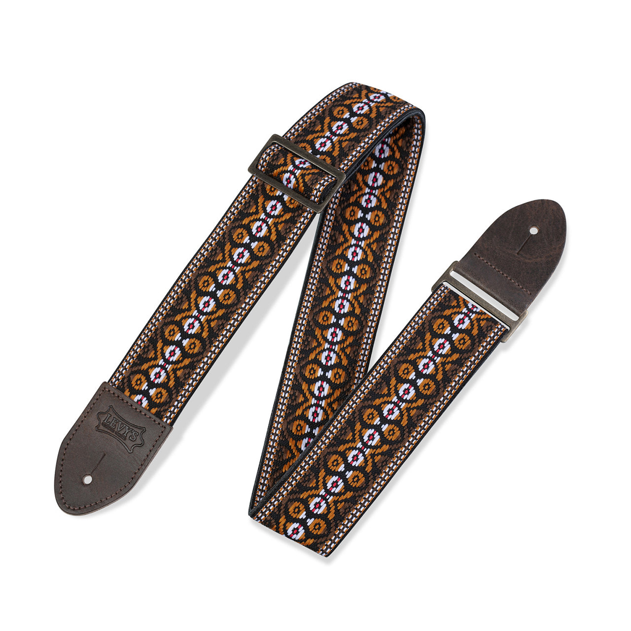 Levy's M8HTV-20 Print Series Guitar Strap, Orange & Brown Motif