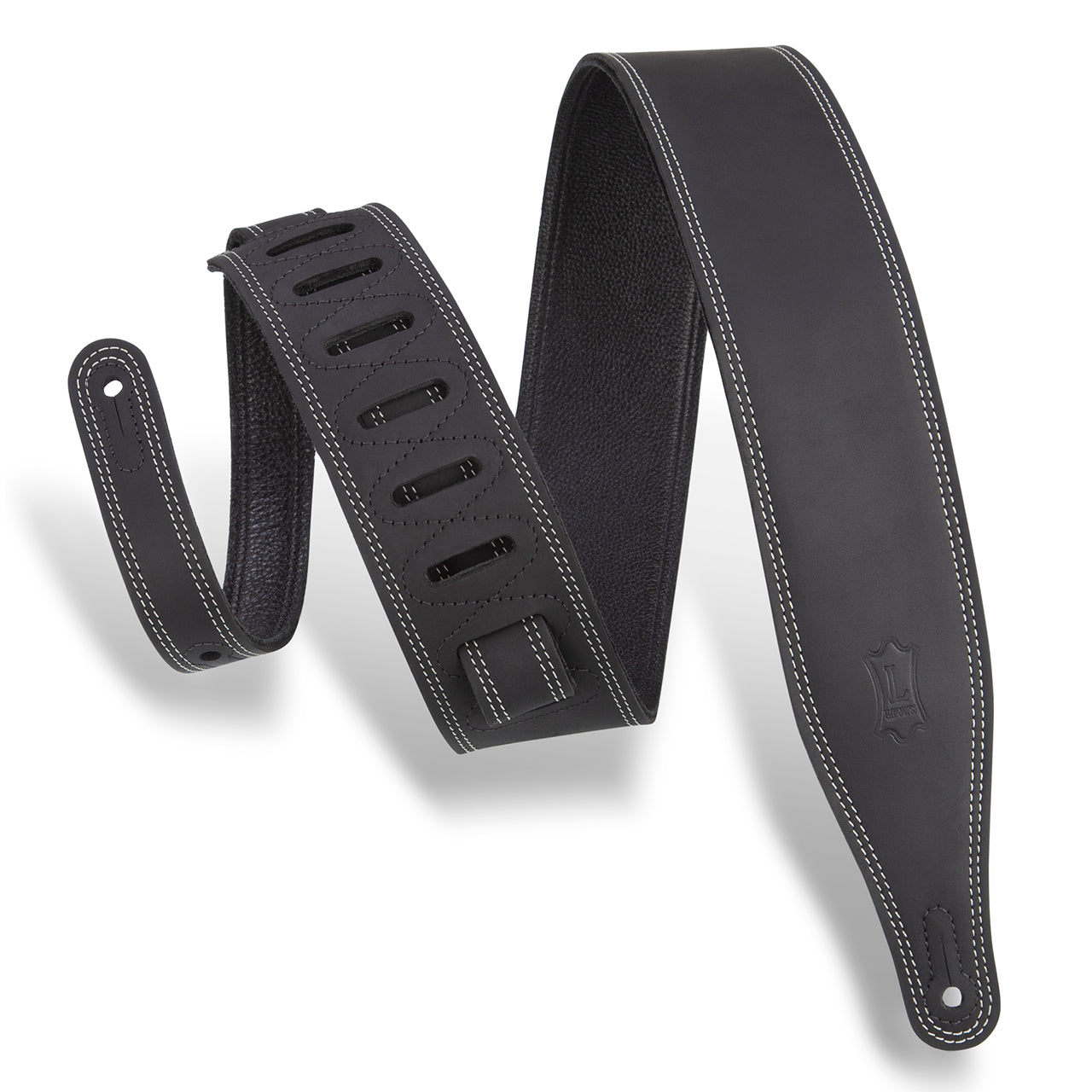 Levy's M17BDS-BLK Butter Double Stitch Guitar Strap, Black