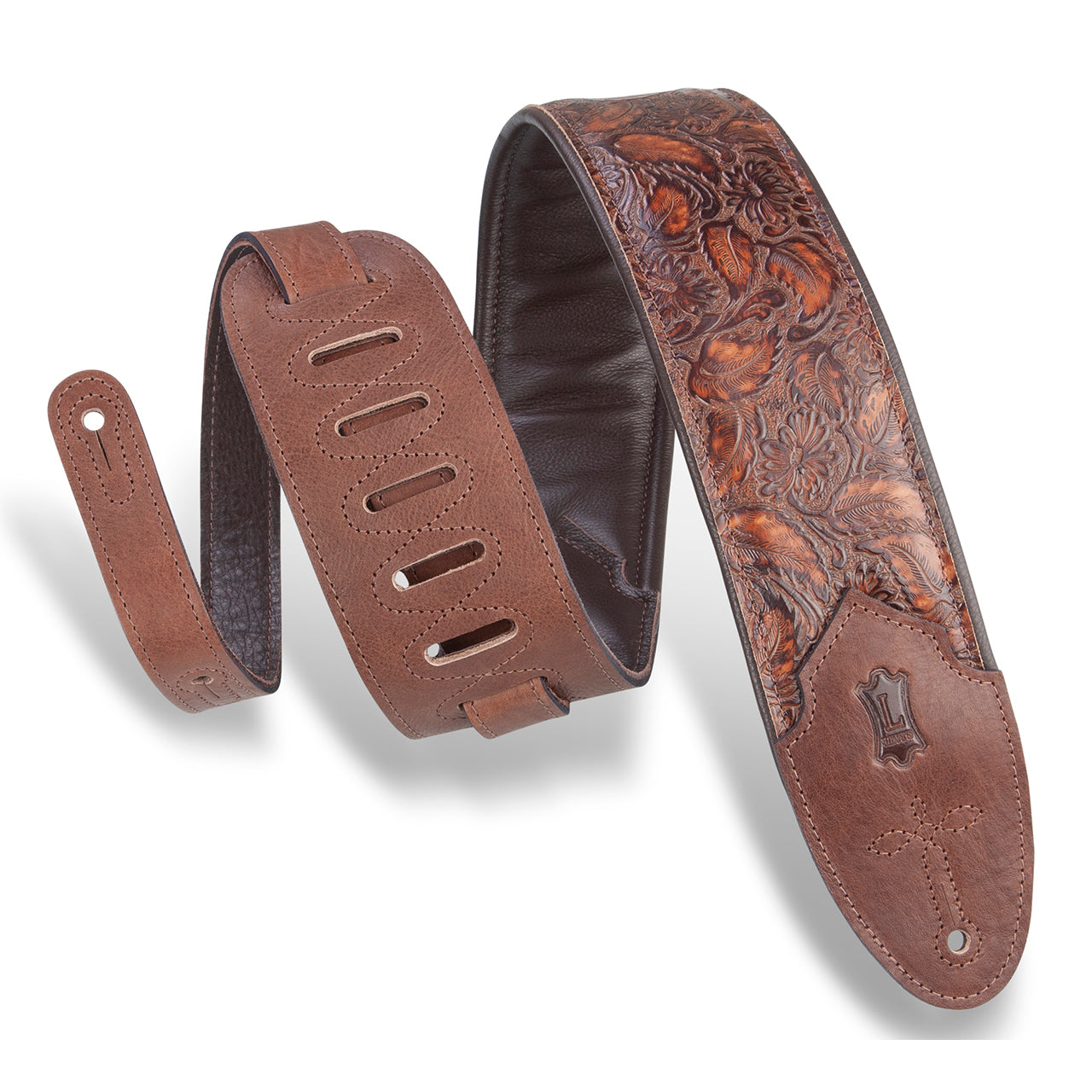 Levy's M4WP-006 Sundance Line Arrowhead Bronze Guitar Strap, Brown