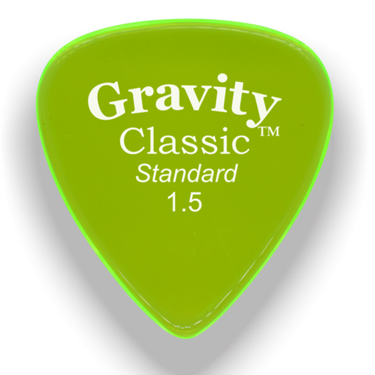 Gravity Picks Classic Standard Polished Guitar Pick, 1.5mm, Florescent Green