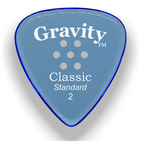 Gravity Picks Classic Standard Multi-Hole Polished Guitar Pick, 2mm, Blue