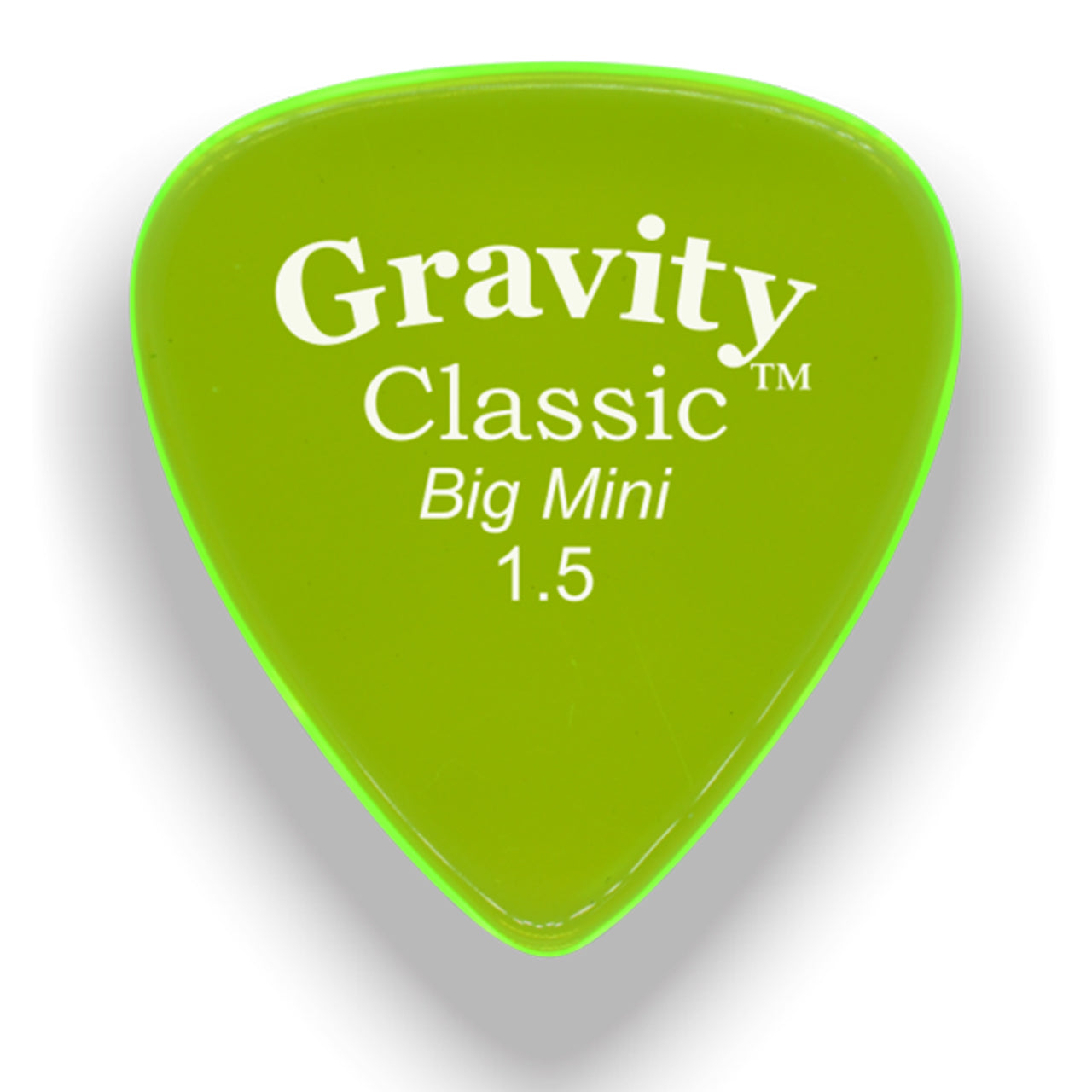 Gravity Picks Classic Big Mini Polished Guitar Pick, 1.5mm, Florescent Green