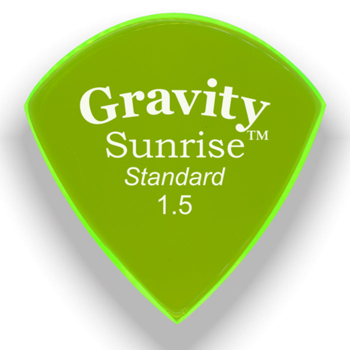 Gravity Picks Sunrise Standard Polished Pick, 1.5mm, Florescent Green