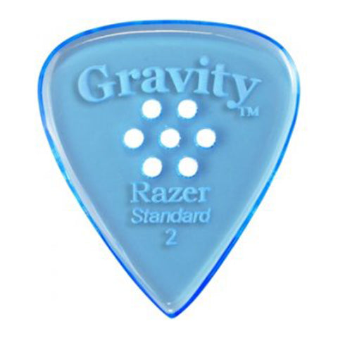 Gravity Picks Razer Standard Polished Multi-Hole Guitar Pick, 2mm, Blue