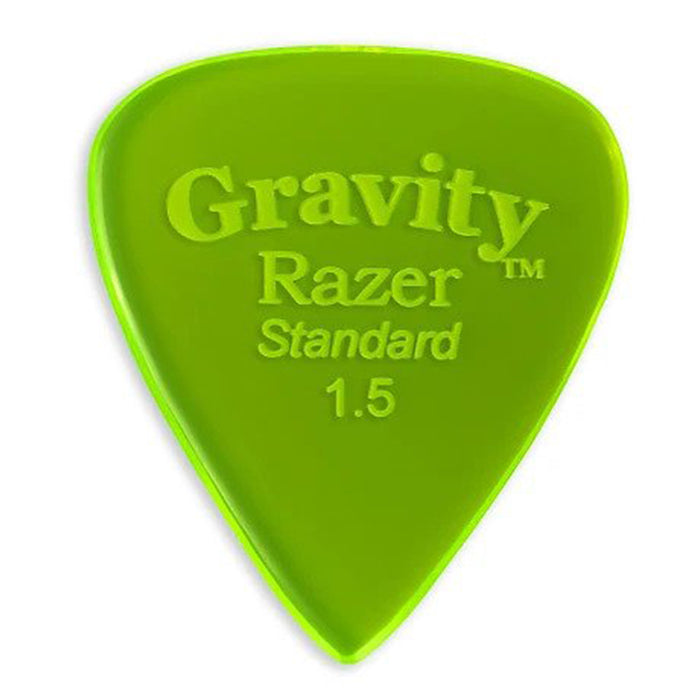 Gravity Picks Razer Standard Polished Pick, 1.5mm, Florescent Green