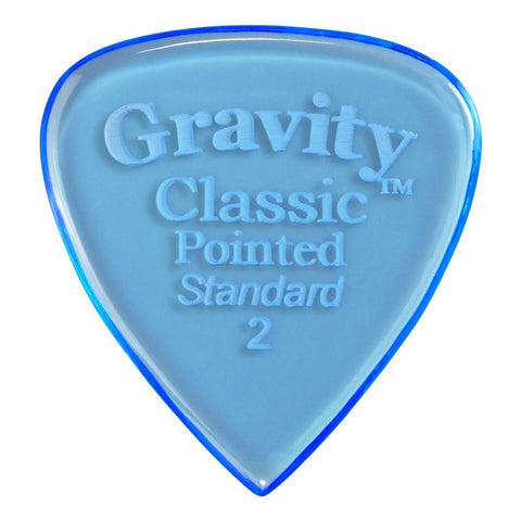 Gravity Picks Classic Pointed Standard Polished Guitar Pick, 2mm, Blue