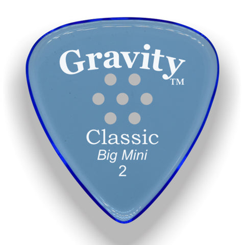 Gravity Picks Classic Big Mini Multi-Hole Polished Guitar Pick, 2mm, Blue