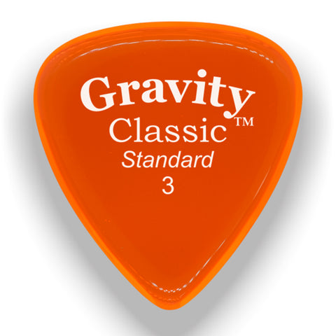 Gravity Picks Classic Standard Polished Guitar Pick, 3mm, Orange