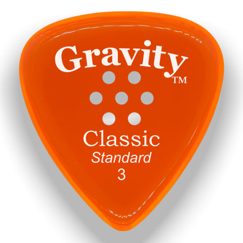 Gravity Picks Classic Standard Multi-Hole Polished Guitar Pick, 3mm, Orange