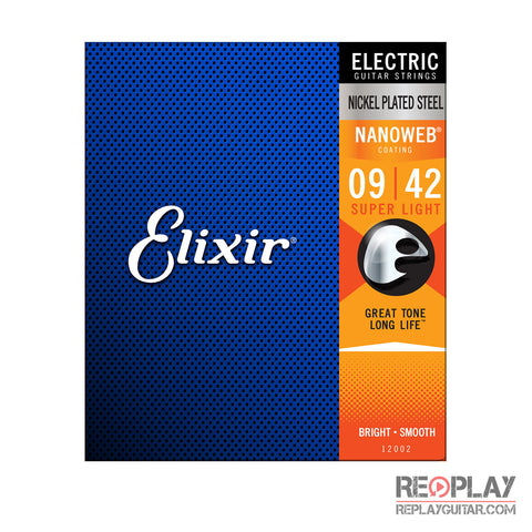Elixir Electric Super Light Nickel Plated Steel with NANOWEB Coating, 9-42