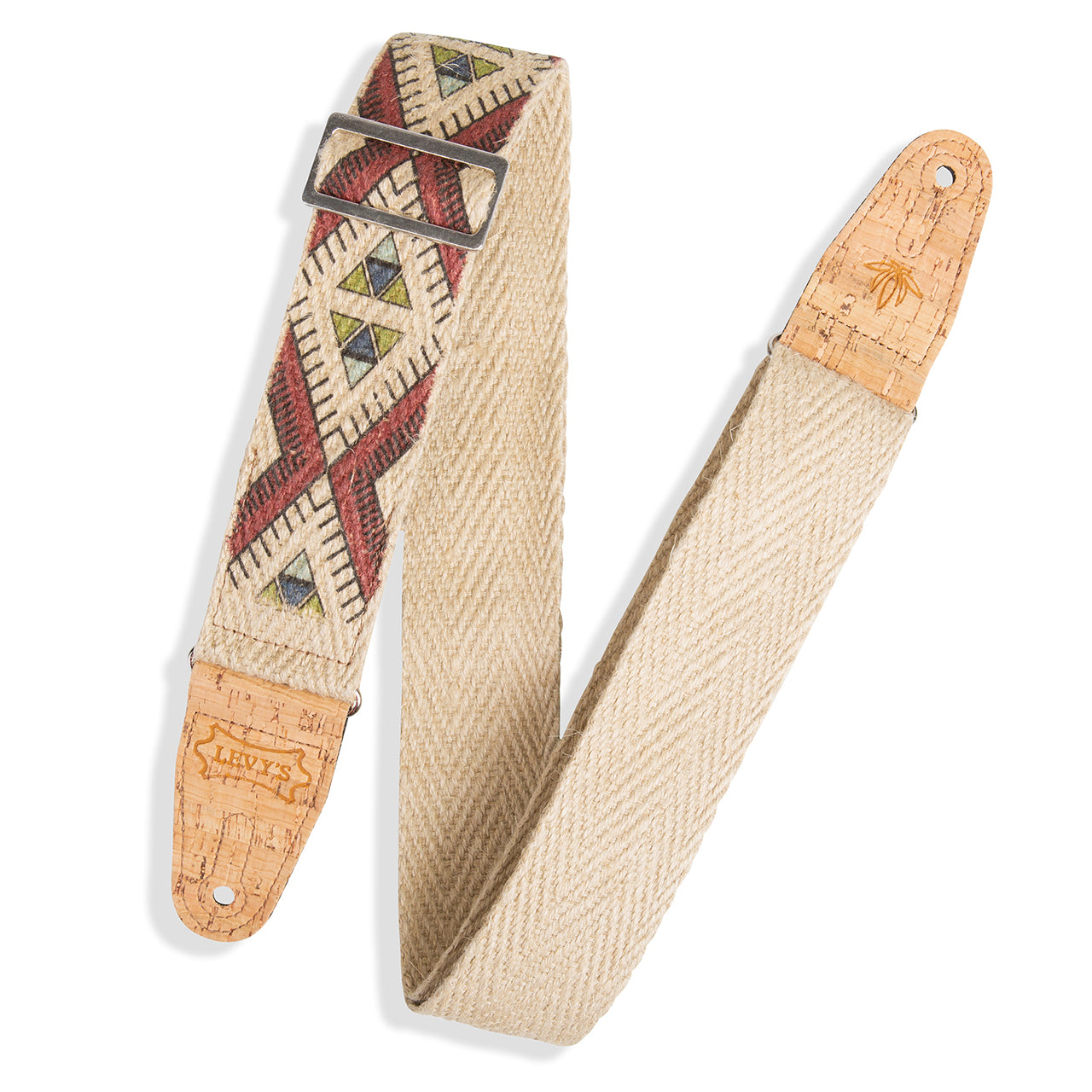 Levy's Diamond Tribal Hemp Natural Multi 2" Guitar Strap, Natural,