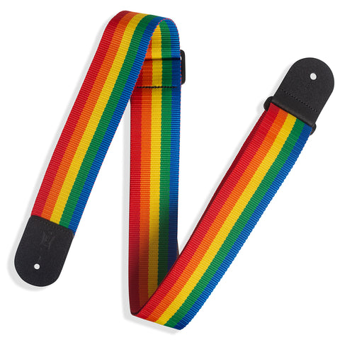 Levy's M8POLY-RNB Basic Polyester Guitar Strap, Rainbow
