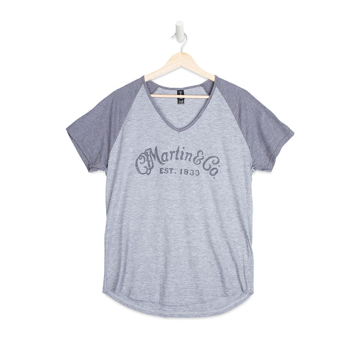 Martin CFM Logo V-Neck Women's T-Shirt, Heather Gray, L