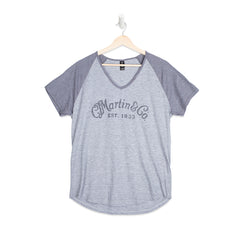 Martin CFM Logo V-Neck Women's T-Shirt, Heather Gray, L