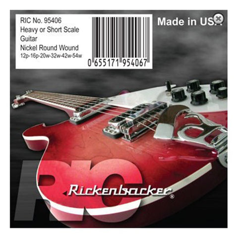 Rickenbacker 95406 Nickel Round Wound Heavy/Short Scale Electric Guitar Strings, 12p-54w