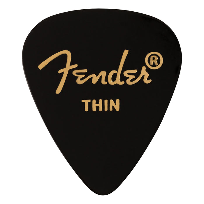 Fender 351 Shape Premium Celluloid 12 Pick Pack, Thin, Black