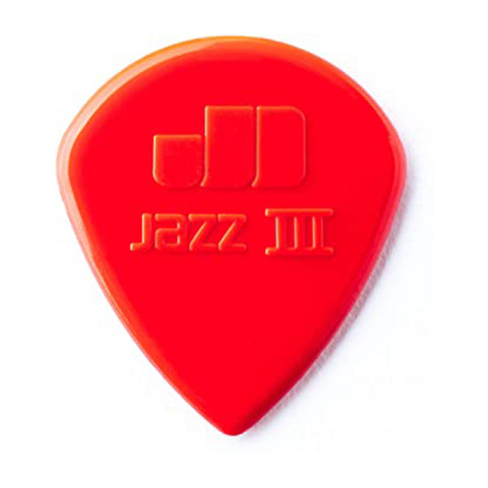 Dunlop 47P3N Nylon Jazz III 6 Pick Pack, 1.38mm, Red