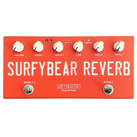 Surfy SurfyBear Compact Tank Reverb Effects Pedal, Fiesta Red