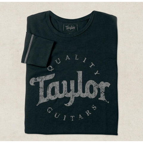 Taylor Men's Thermal Aged Logo Large Long Sleeve Shirt, Black/Grey