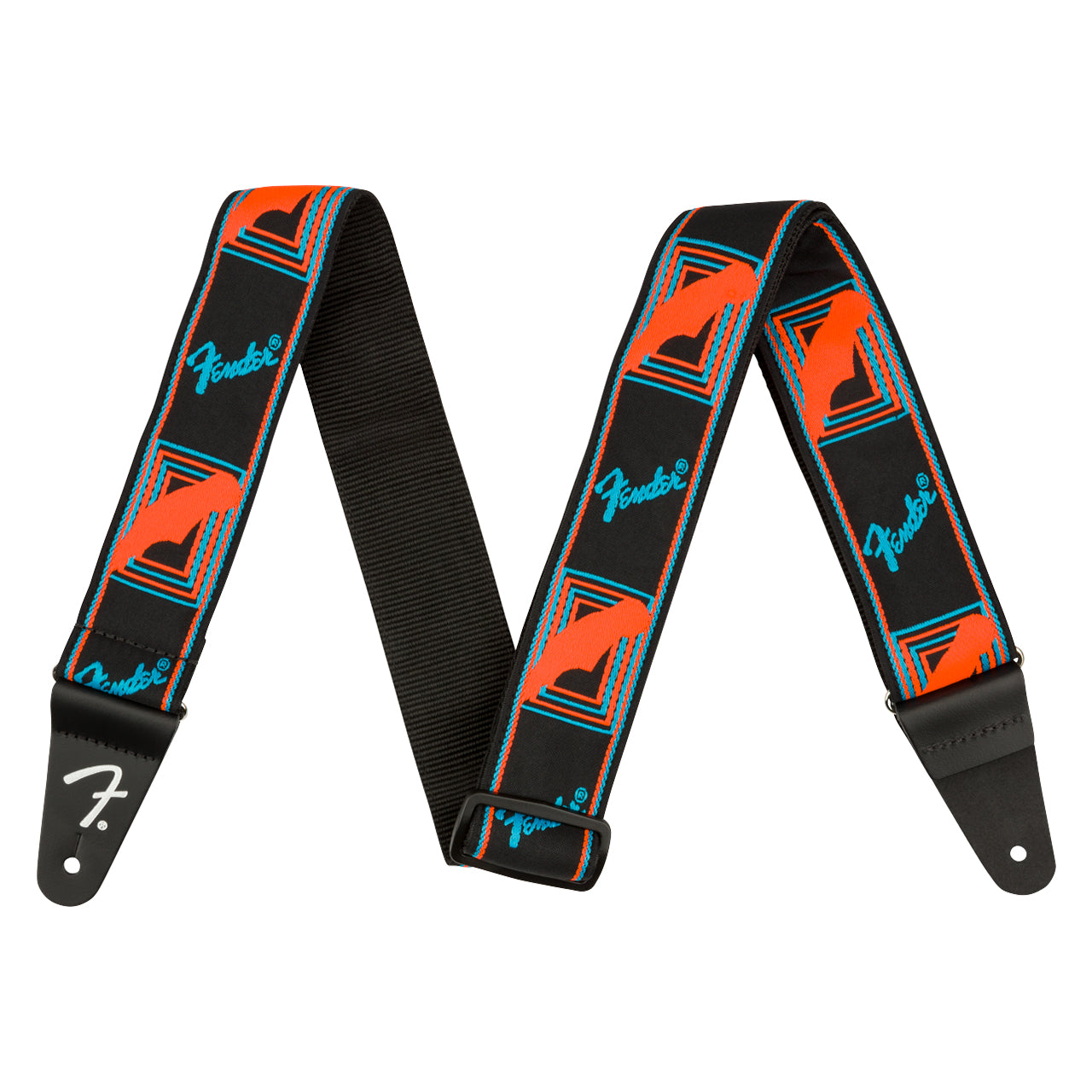 Fender Neon Monogrammed Guitar Strap, Blue/Orange