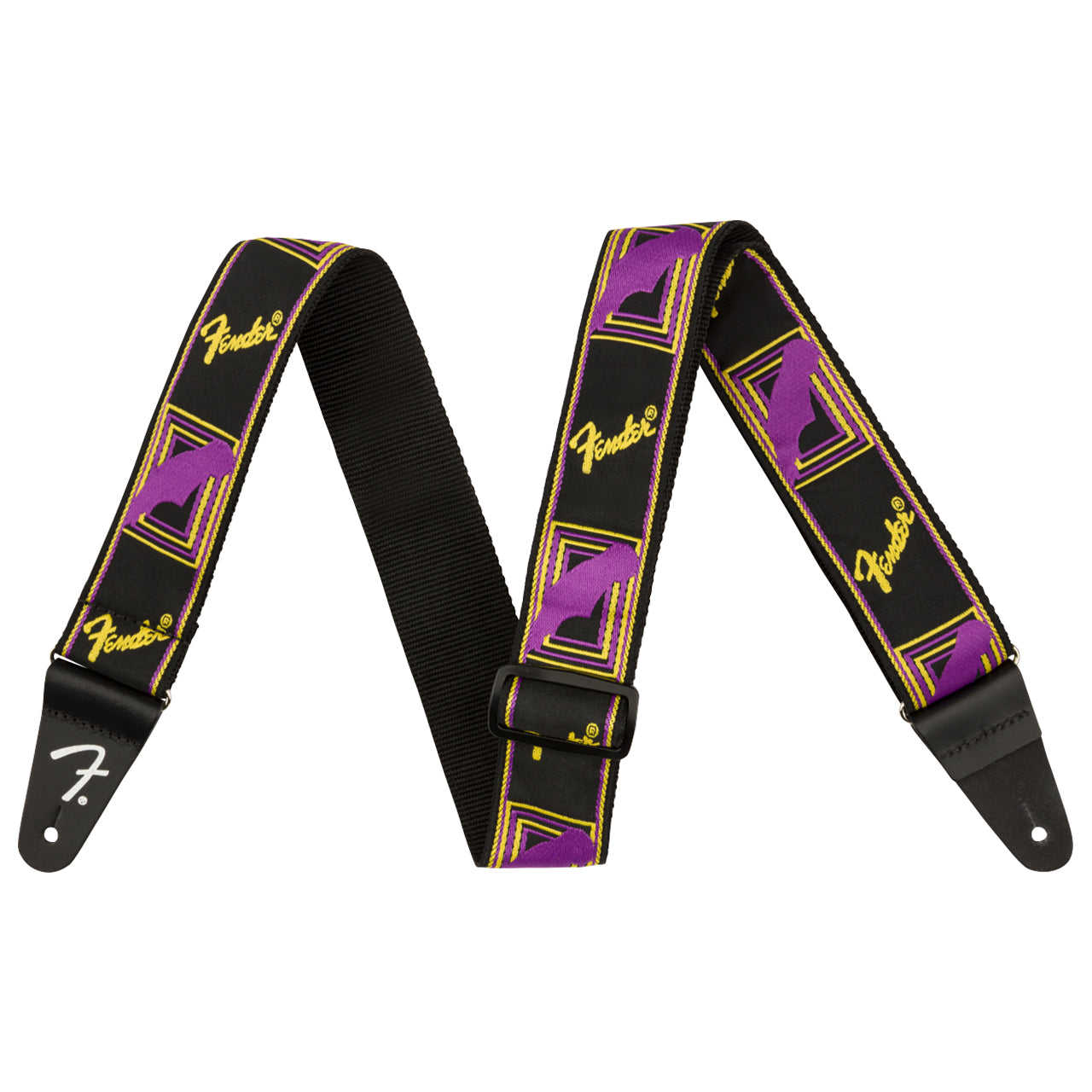 Fender Neon Monogrammed Guitar Strap, Purple/Yellow