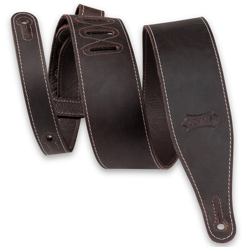 Levy's M17BAS-DBR Pull-Up Butter Leather Guitar Strap, Dark Brown