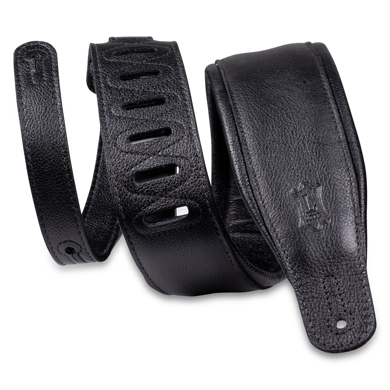 Levy's M26GP-BLK-BLK Garment Leather Guitar Strap, Black w/ Black Backing