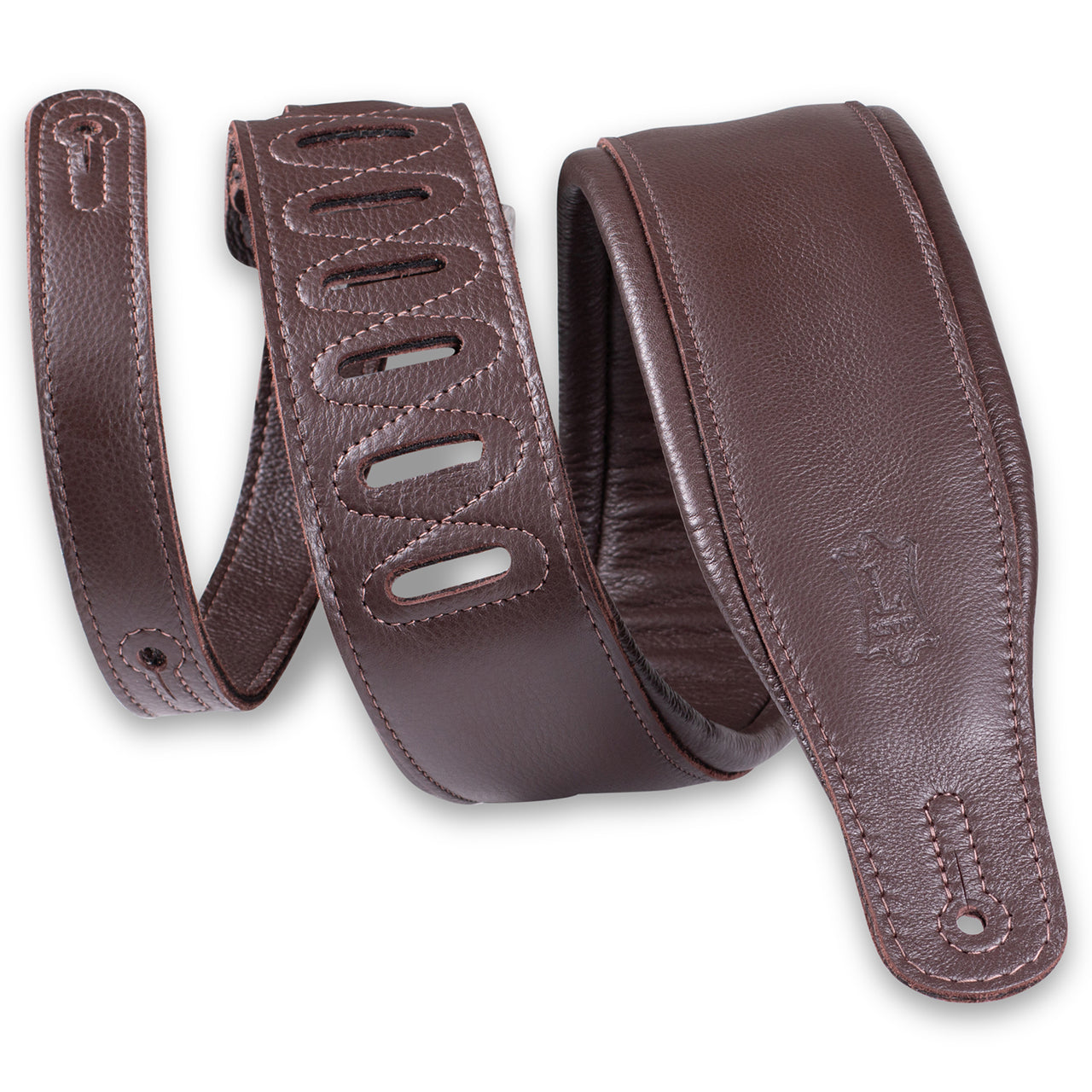 Levy's M26GP-DBR-DBR Garment Leather Guitar Strap, Dark Brown w/ Dark Brown Backing