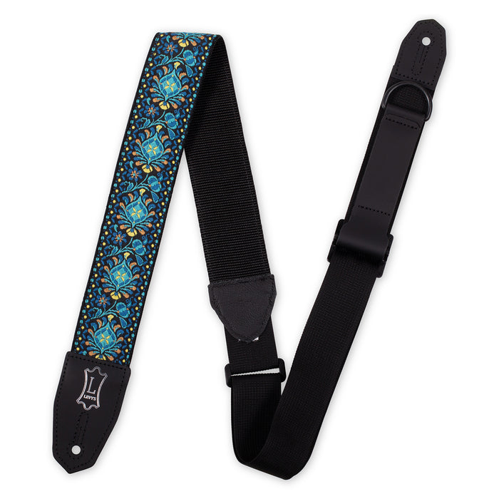 Levy's MRHHT-04 Right Height Strap, Woven Blue Black & Gold Hootenanny