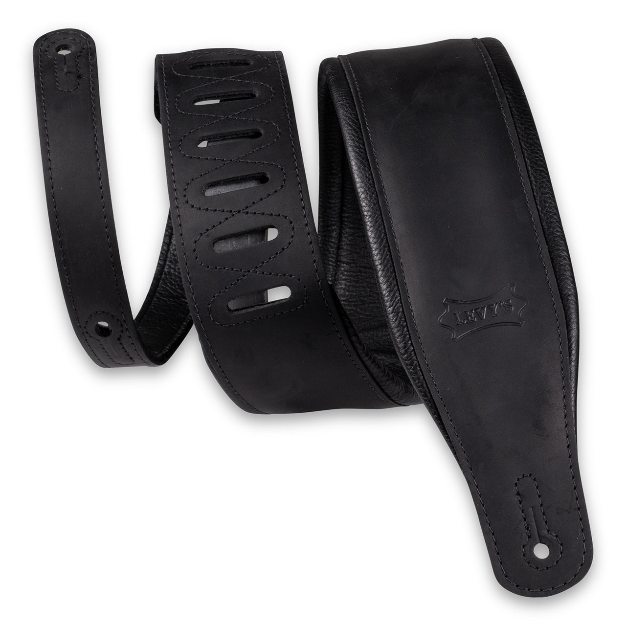 Levy's PM32BH-BLK Wide Butter Leather Guitar Strap, Black