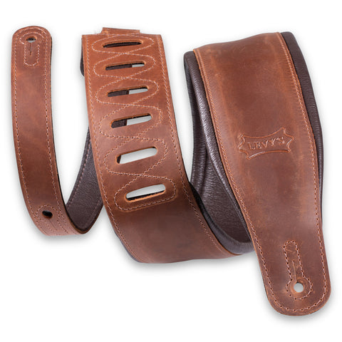 Levy's PM32BH-BRN Wide Butter Leather Guitar Strap, Brown