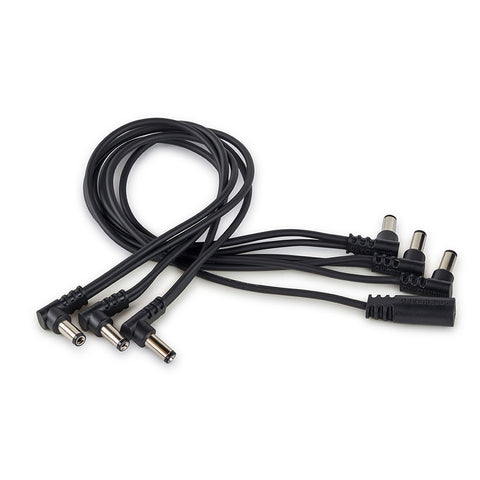 RockBoard Flat Daisy Chain 6 Output Angled Power Cable, Black