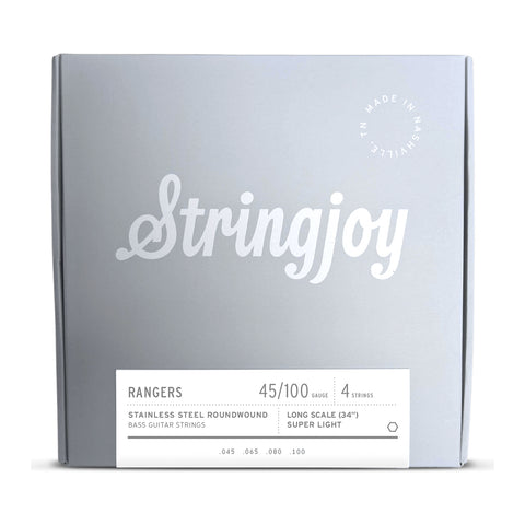 Stringjoy Rangers Super Light Gauge Long Scale Stainless Steel Electric Bass Strings, 45-100