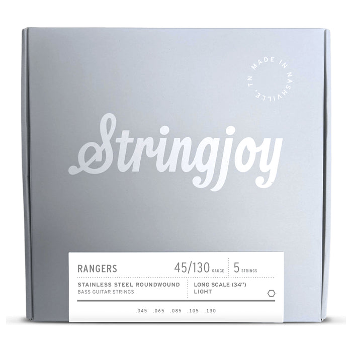 Stringjoy Rangers Light Gauge 5-String Long Scale Stainless Steel Bass Guitar Strings, 45-130