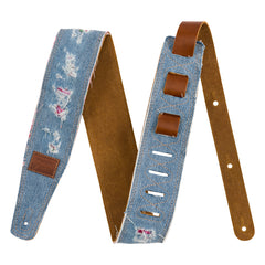 Fender X Wrangler Ripped Paisley Denim Strap, Indigo