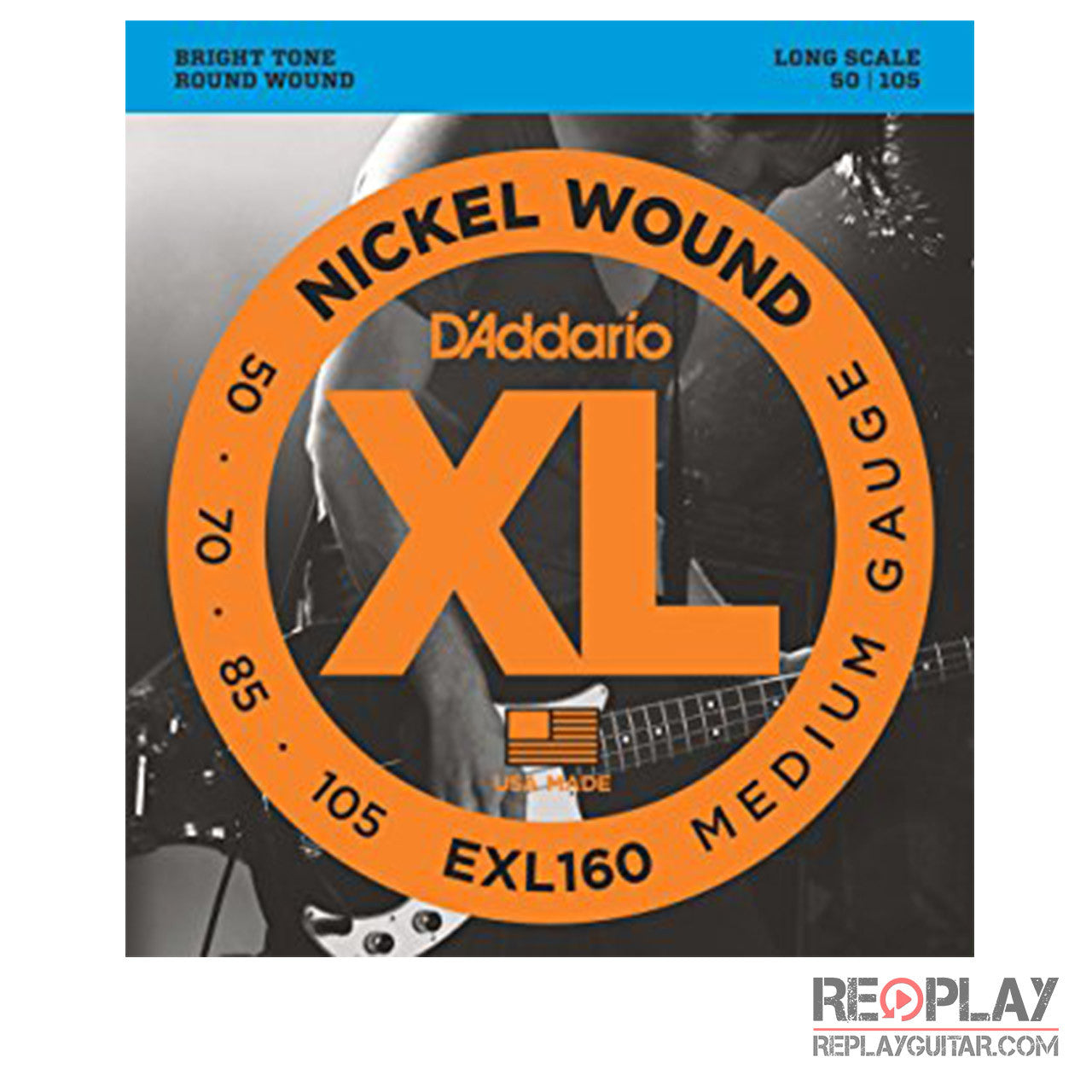 D'Addario EXL160 Nickel Wound Bass, Medium, 50-105, Long Scale