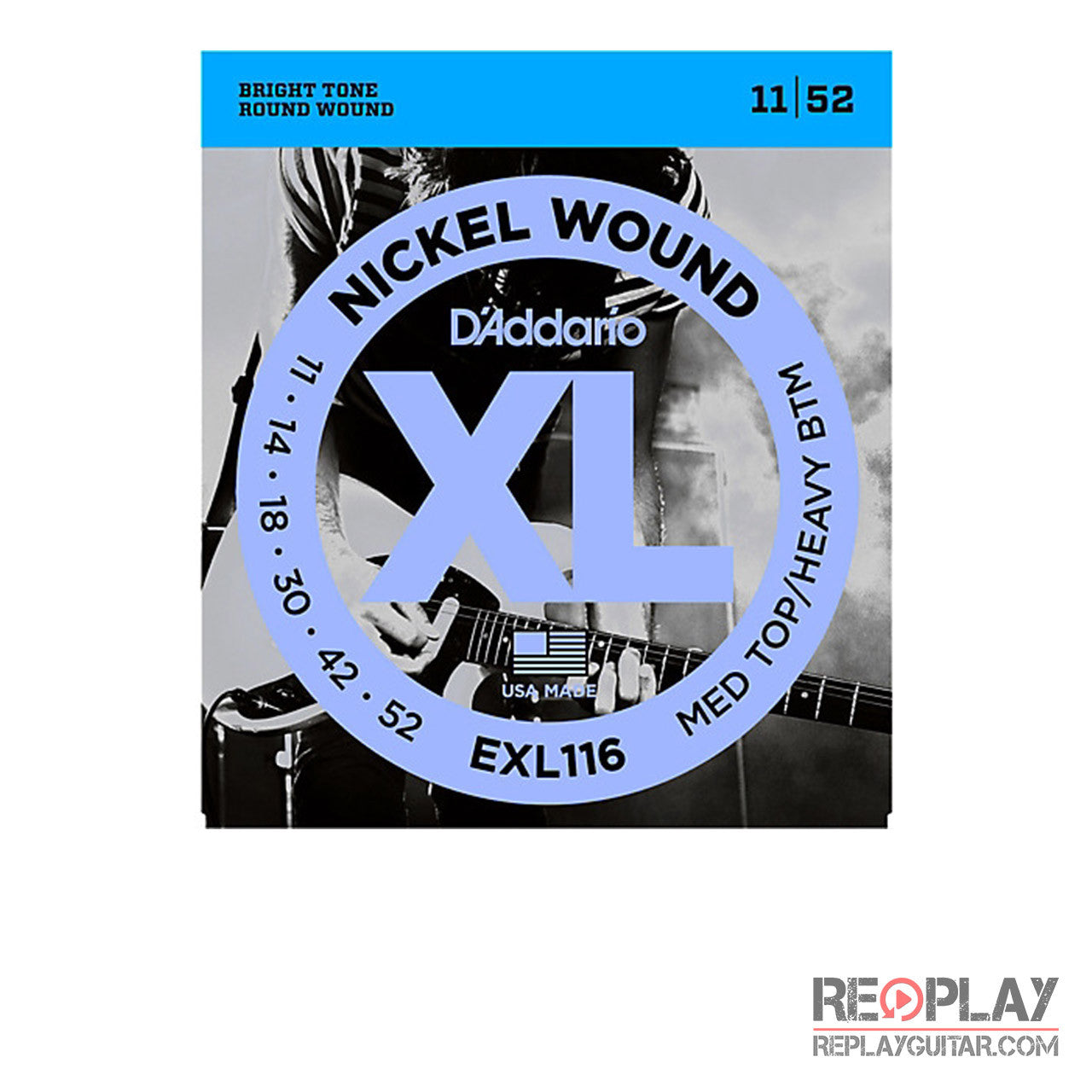 D'Addario EXL116 Nickel Wound, Medium Top/Heavy Bottom, 11-52