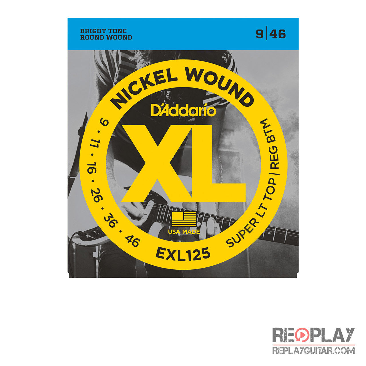 D'Addario EXL125 Nickel Wound, Super Light Top/ Regular Bottom, 9-46