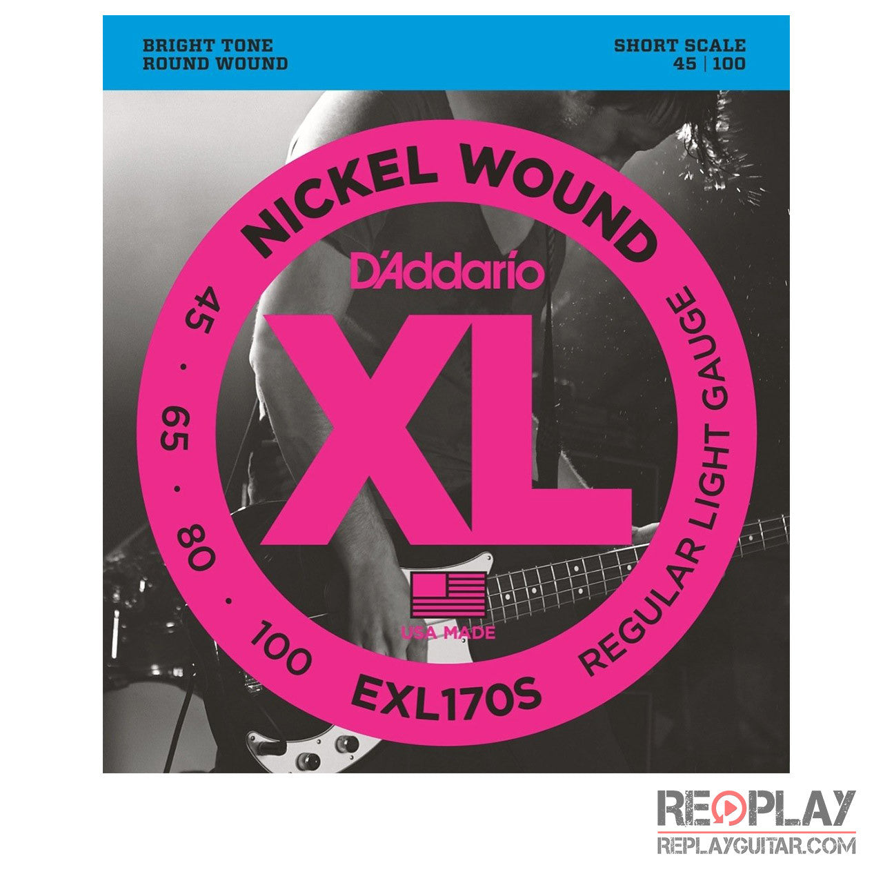 D'Addario EXL170S Nickel Wound Bass, Light, 45-100, Short Scale