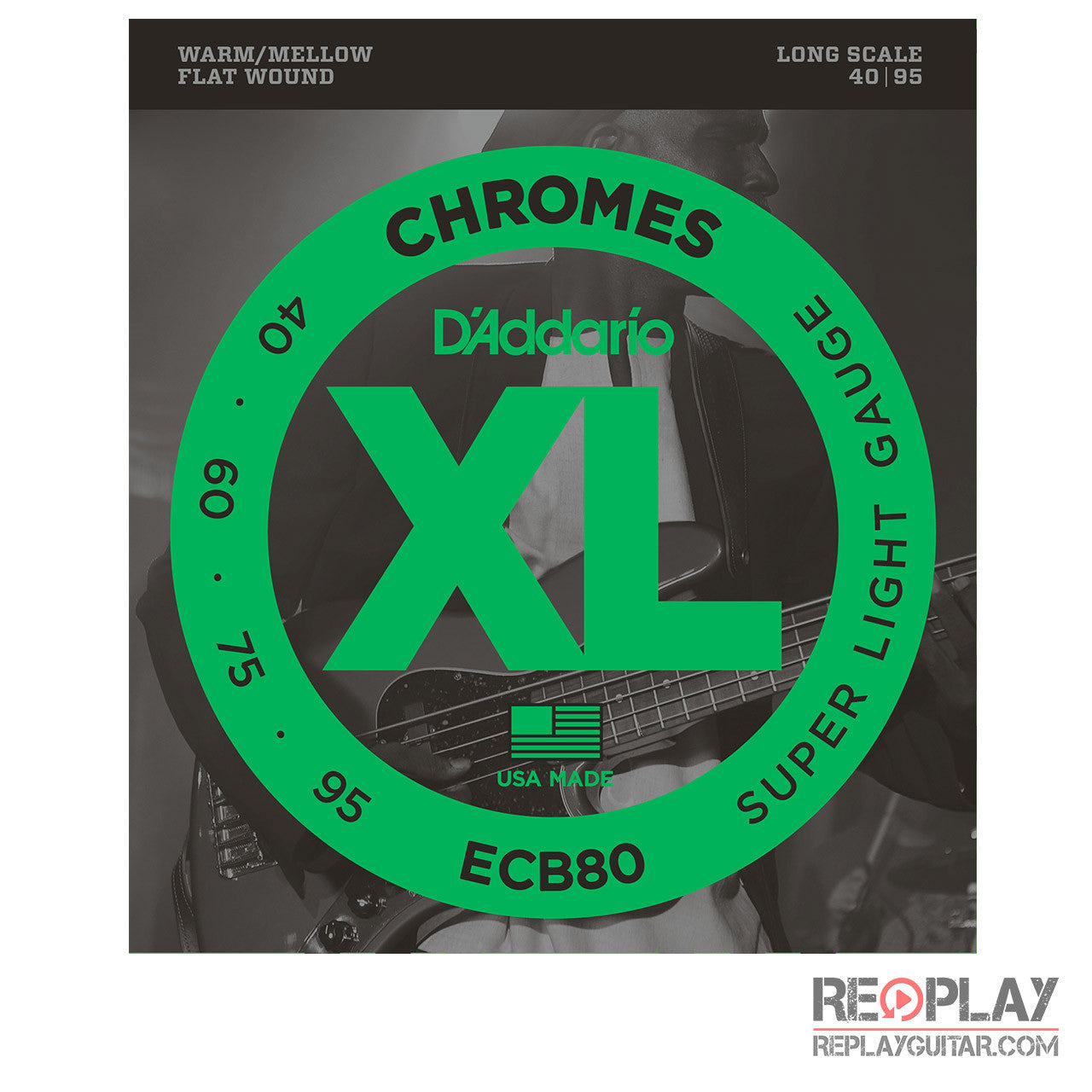 D'Addario ECB80 Chromes Bass, Light, 40-95, Long Scale