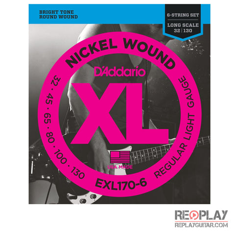 D'Addario EXL170-6 Nickel Wound 6-String Bass, Light, 32-130, Long Scale
