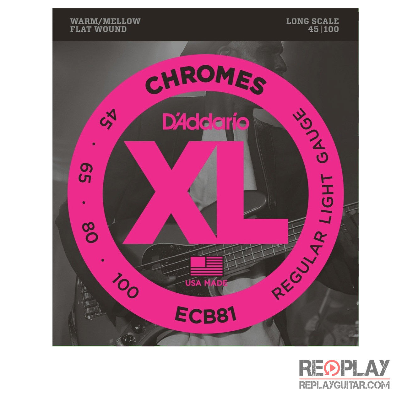 D'Addario ECB81 Chromes Bass, Light, 45-100, Long Scale
