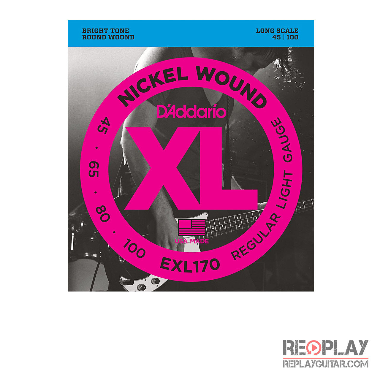 D'Addario EXL170 Nickel Wound Bass, Light, 45-100, Long Scale