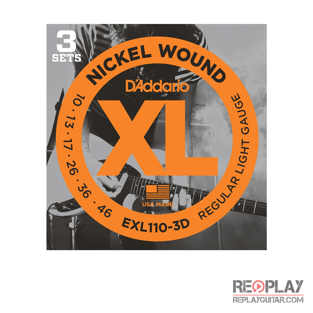 D'Addario EXL-110-3D Nickel Wound (Light) Electric 3-Pk