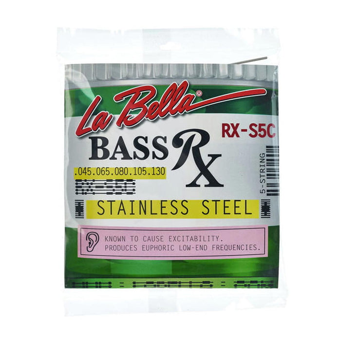 La Bella RX-S5C Rx Stainless 5-String Bass, 45-130
