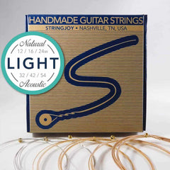 Stringjoy NB1254 Natural Bronze Acoustic Guitar Strings, (Light Gauge - 12-54)